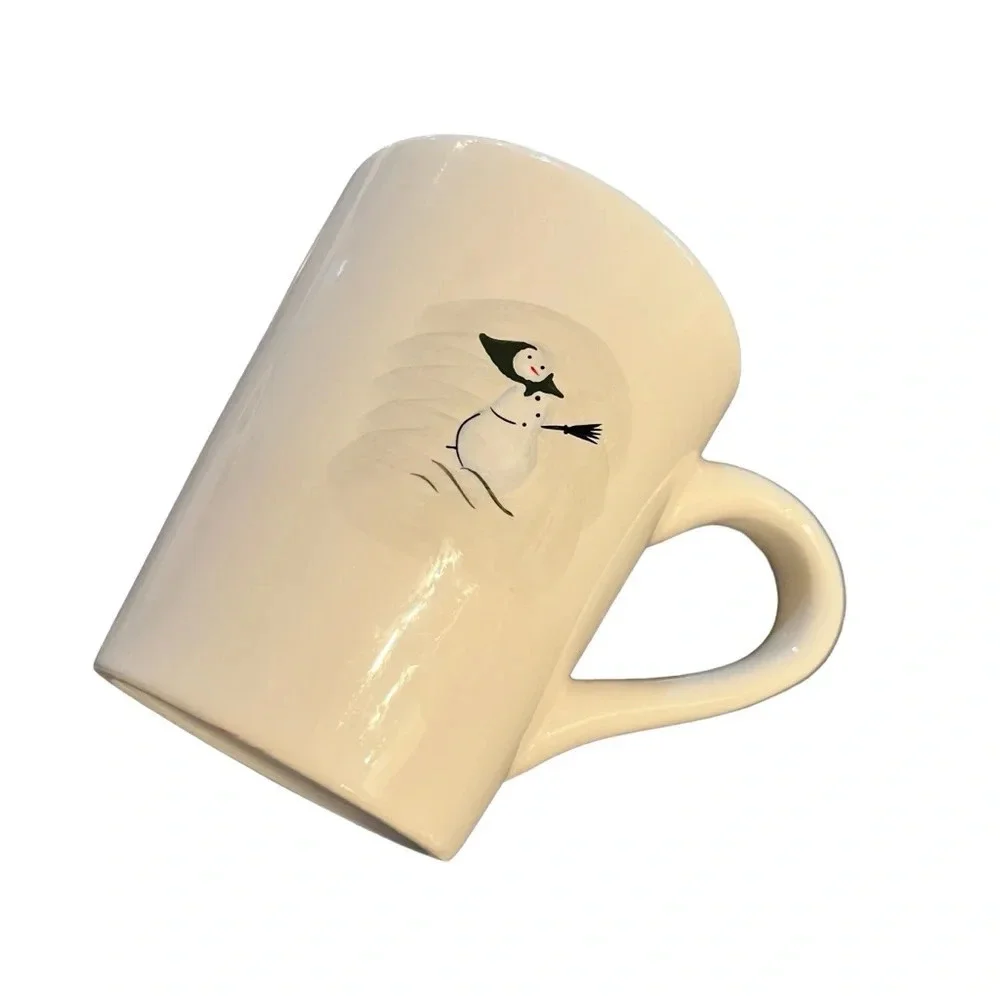 PAIR Williams Sonoma Snow Man and Woman Winter Holiday Mugs TWO